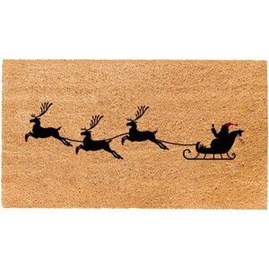Natural Coir Doormat with Non-Slip Backing - 17 x 30 - Christmas Door Mat